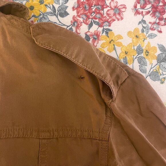 H&M Women's Brown Utility Jacket Oversized Field Cargo Twill Button Coat Small - Picture 10 of 10